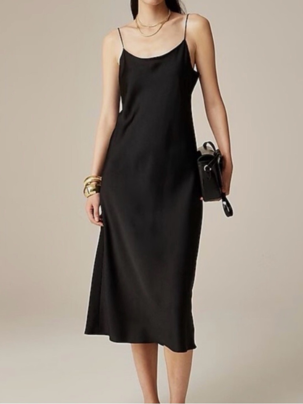 J. Crew NWT Black Midi Satin Slip Dress